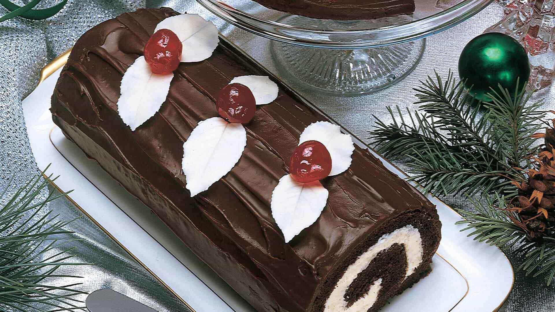 Chocolate and White Yule Log Recipe Recipes