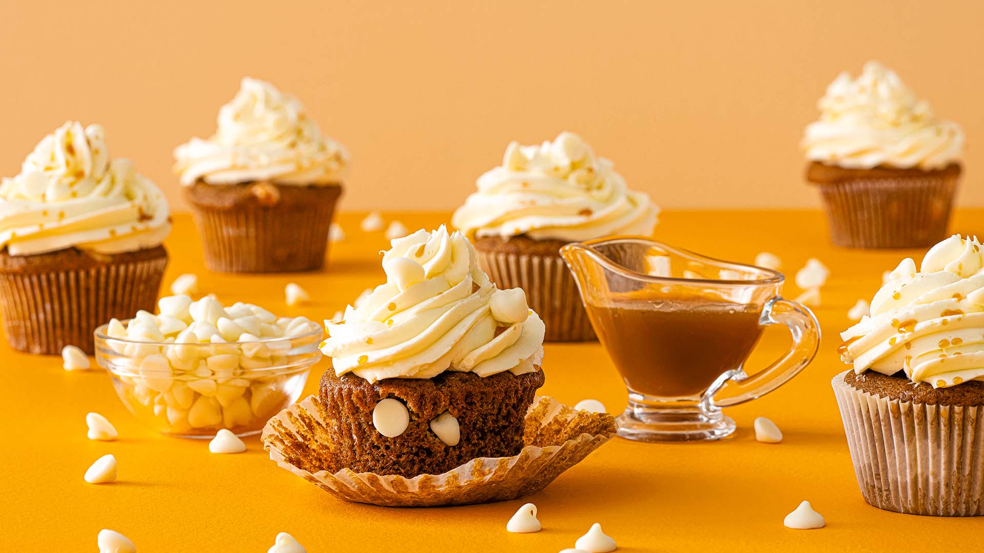 pumpkin cupcakes with a cream cheese frosting